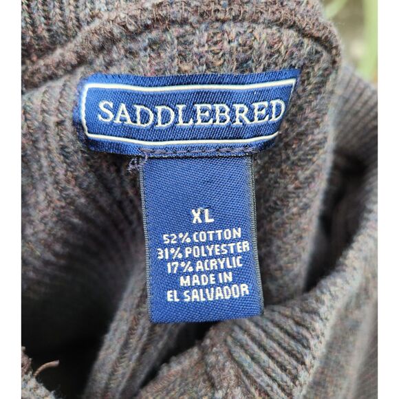 SaddleBred Mens Sweater Size L Heathered Charcoal Ribbed Henley Casual Preppy - Picture 3 of 8
